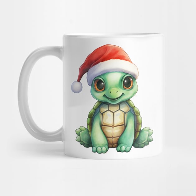 Green Sea Turtle in Santa Hat by Chromatic Fusion Studio